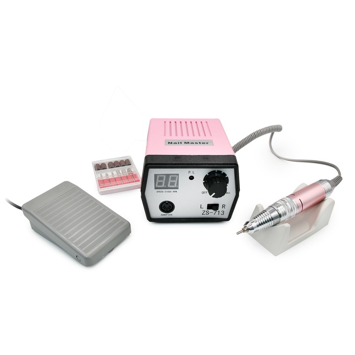Електрическа пила за маникюр Nail Master, ZS-713, 65W, 35000 об/мин, Розова
