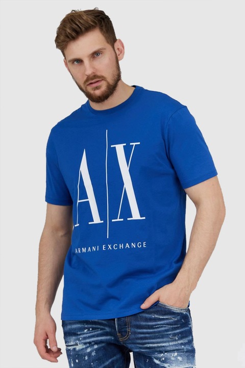 Мъжка тениска, ARMANI EXCHANGE, синя, памук - 32875, Син