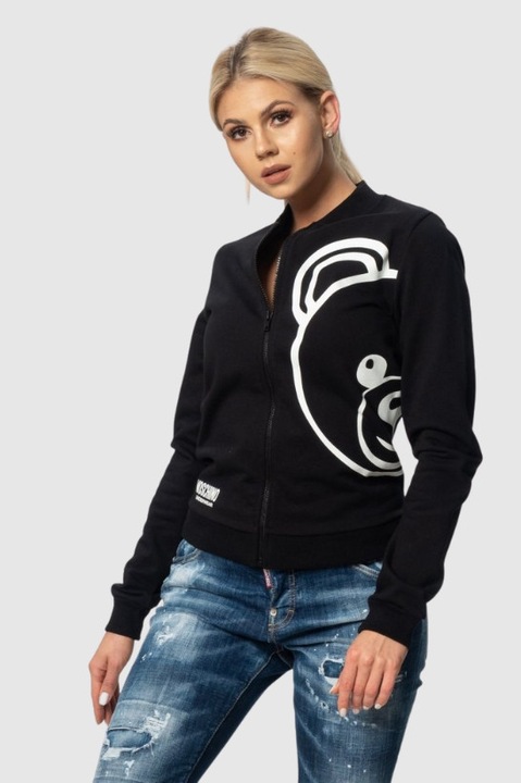 Hanorac cu fermoar, Moschino, Negru, XS