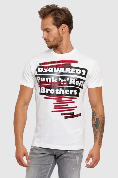 Férfi póló, Dsquared2, fehér, pamut, 2XL INTL