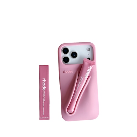 Husa telefon, cu lip gloss Rhode, roz, set 2 bucati, pentru iPhone