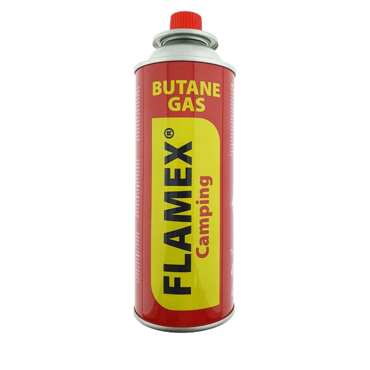 Butelie spray gaz Flamex 227 GR cu valva, pentru aragaz si cap arzator camping, 400 ml