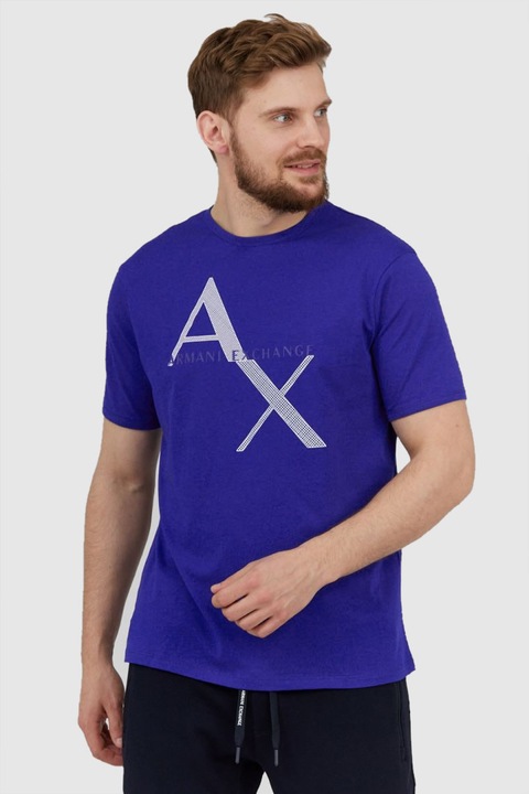 Тениска ARMANI EXCHANGE, синя, памук - 65874, Син