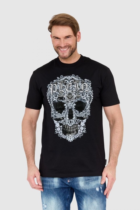 Тениска Philipp Plein, черна, памук - 654854, Черен