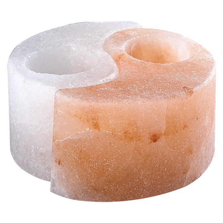 Suport pentru lumanare Rabalux Soluna sare minerala alb-portocaliu fara priza si bec 120x60mm
