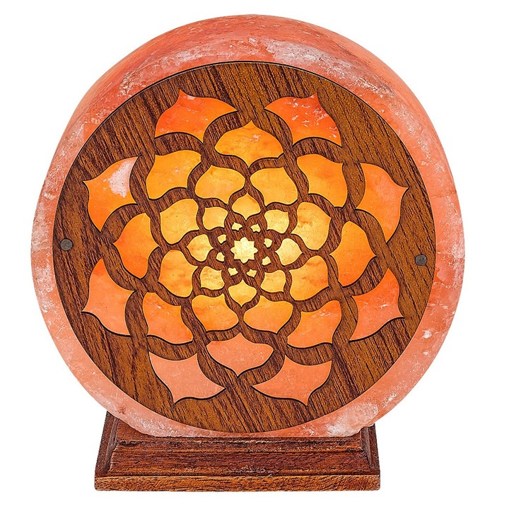 Lampa decorativa Rabalux Mandali E14 1x15W sare minerala/ lemn portocaliu diametru 150mm IP20