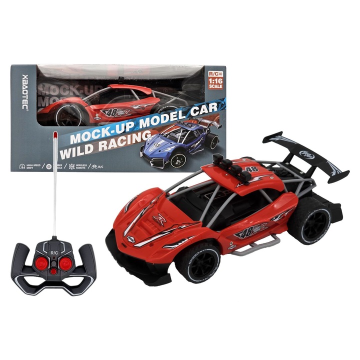 Kathay-Haster távirányítós autó, Wild Racing 2 modell, piros, 22cm, USB kábellel