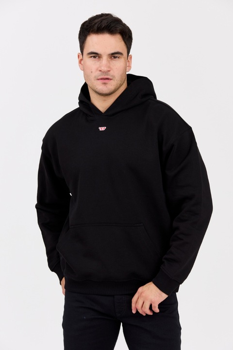 Hanorac barbati Diesel M, negru, bumbac 95% cu elastan, gluga, decolteu rotund, maneca lunga, M