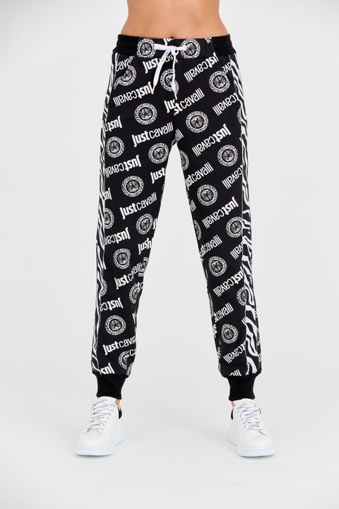 Pantaloni de trening, JUST CAVALLI, cu logo, Negru