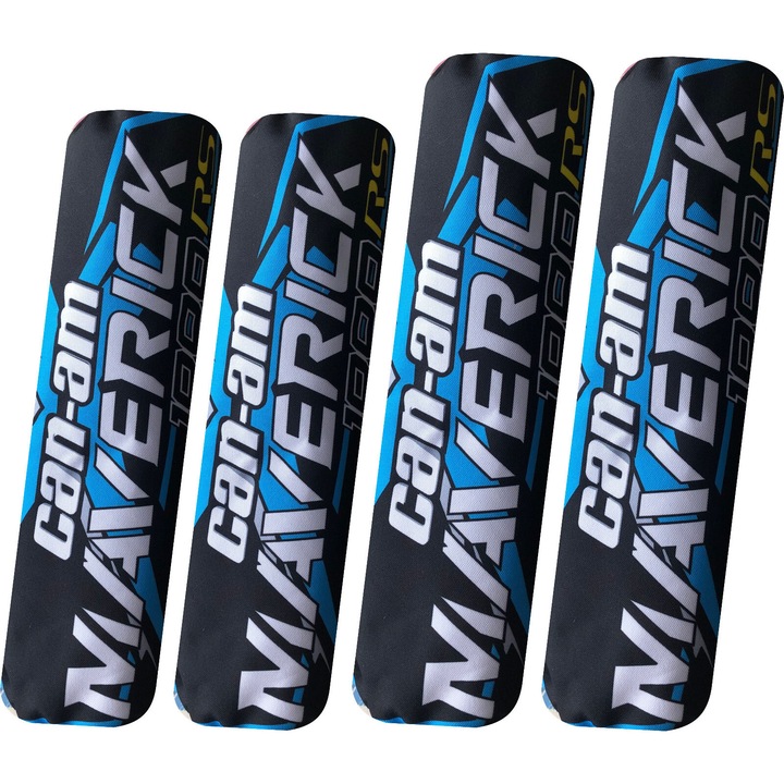 Set 4 huse amortizoare ATV albastru, impermeabile, protectie noroi si praf, prindere Velcro, compatibil cu modelele Can-Am Maverick X3