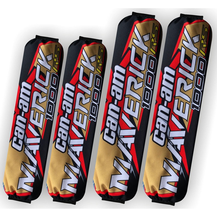 Set 4 huse amortizoare ATV auriu, impermeabile, protectie noroi si praf, prindere Velcro, compatibil cu modelele Can-Am Maverick X3