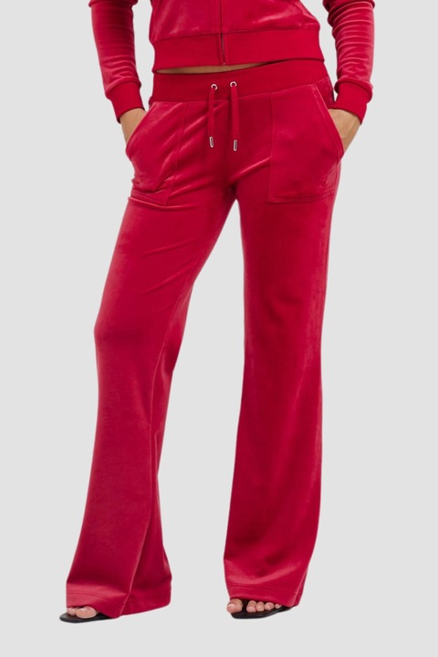 Pantaloni de trening, Juicy Couture, velur, rosu, low rise, XS INTL
