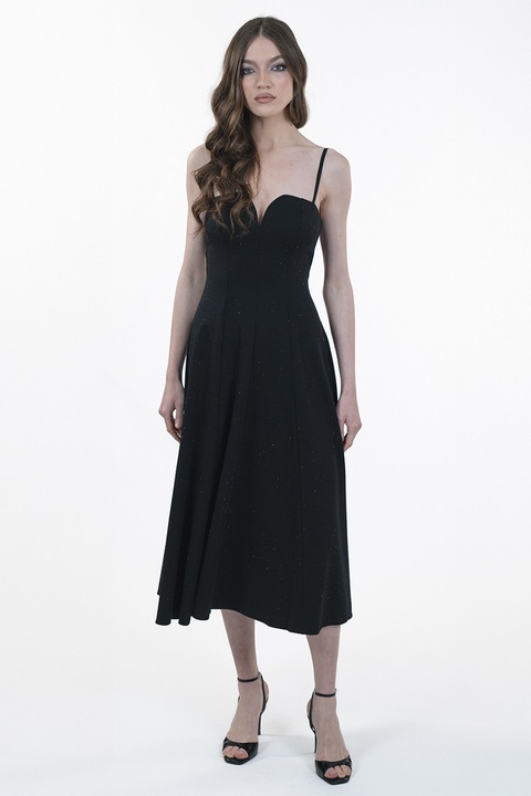 Maellie, Rochie evazata fara maneci, Negru