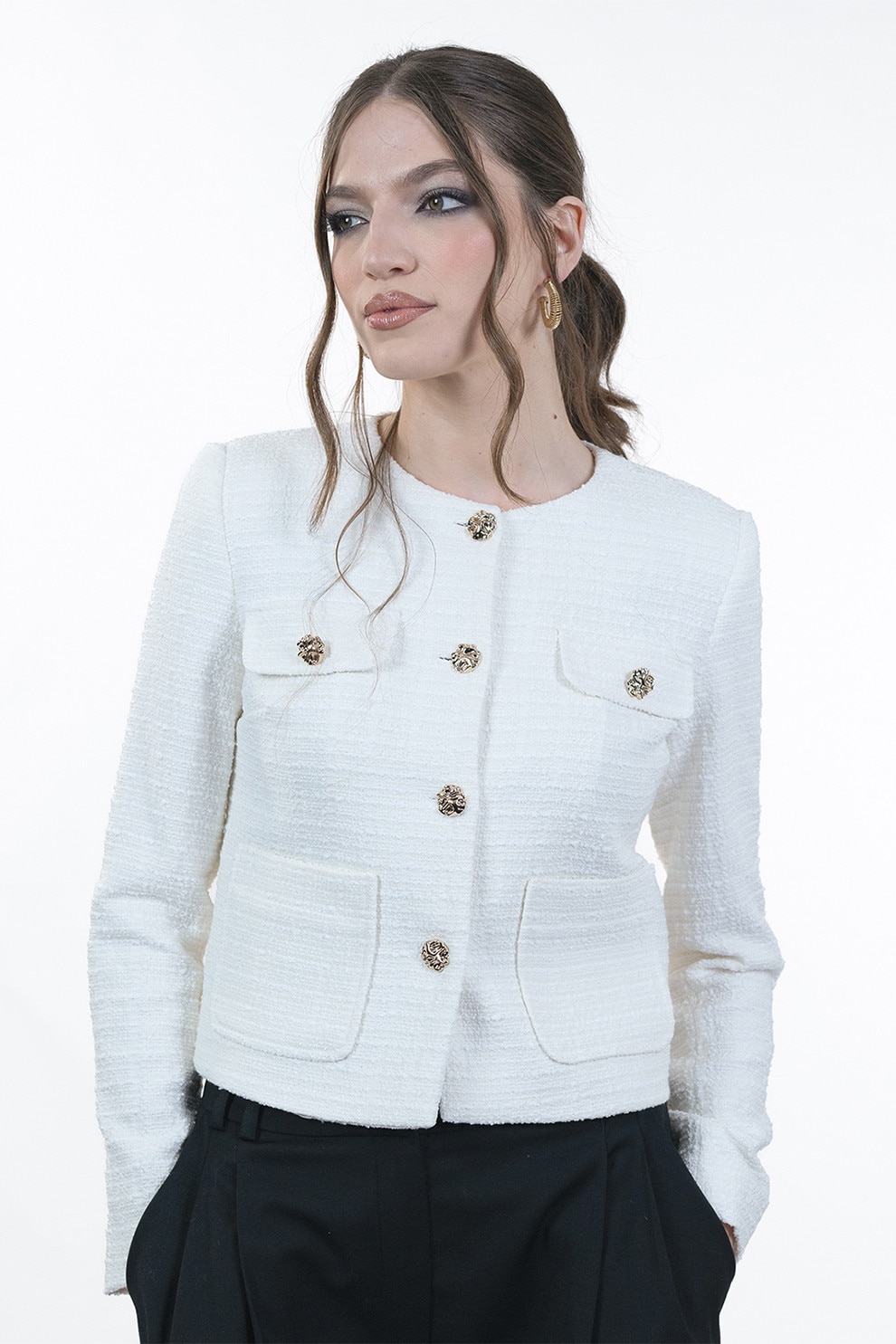 June, Jacheta din tuid cu terminatii franjurate, Verde, 40 - eMAG.ro