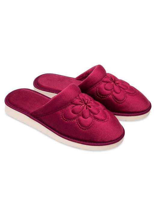 Papuci dama Natural Style, NS-011, bumbac, Visiniu, 40
