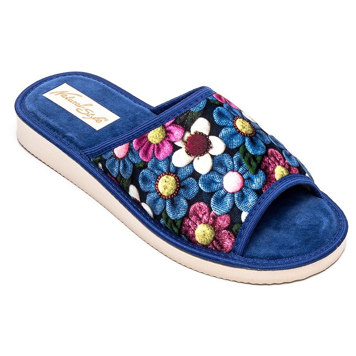Papuci dama Natural Style NS-049 bleumarin, bumbac, Albastru, 38