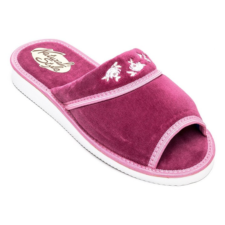 Papuci dama Natural Style NS-054, bumbac, roz, Roz, 38