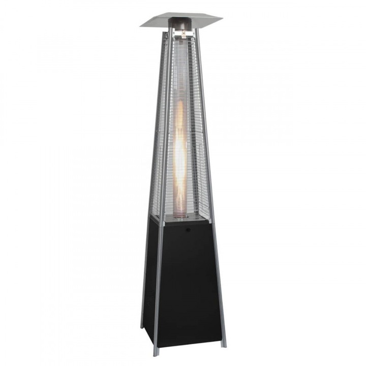 ELITE ODRGH-1303GR piramis típusú gázfűtés, 13 kW, 35 m2, Piezo gyújtás, Borulásvédelem, Kerekek, Fekete/szürke