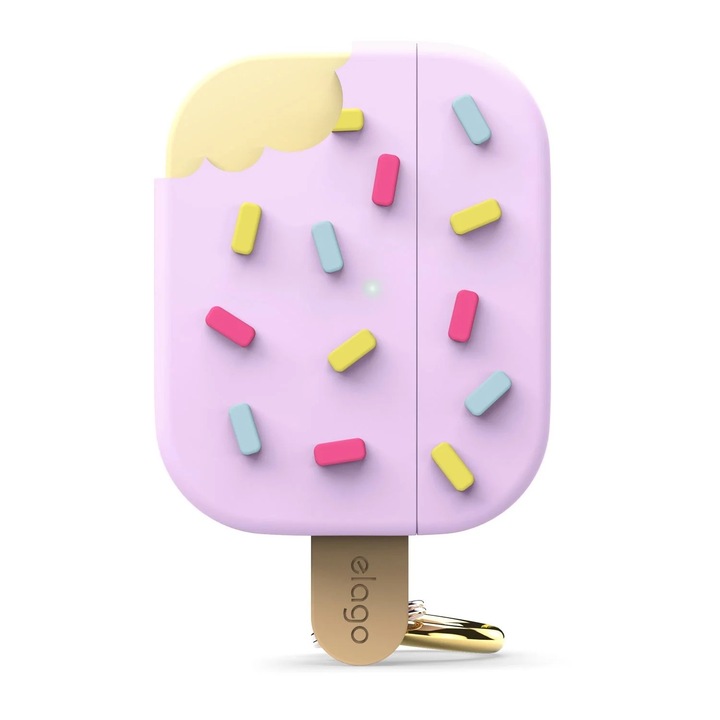 Husă silicon protecție Elago Ice Cream pentru AirPods Pro 3, roz, carabinier inclus