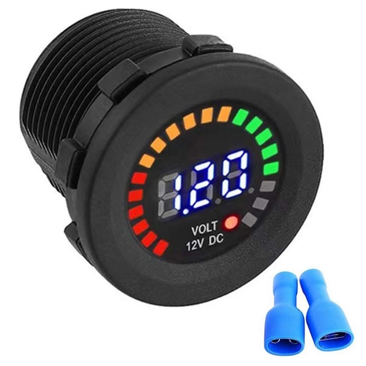 Indicator de tensiune 12V, Elektroweb, rezistent la apă, 5V-36V, 37 mm