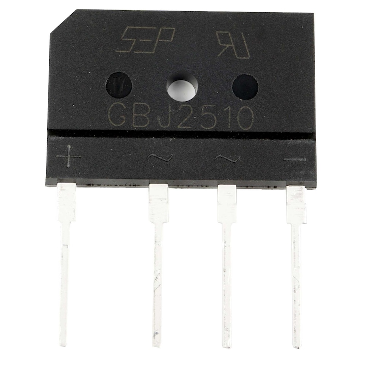 Punte redresoare monofazată Elektroweb GBJ2510, 25A, 1000V, 30x20x4mm