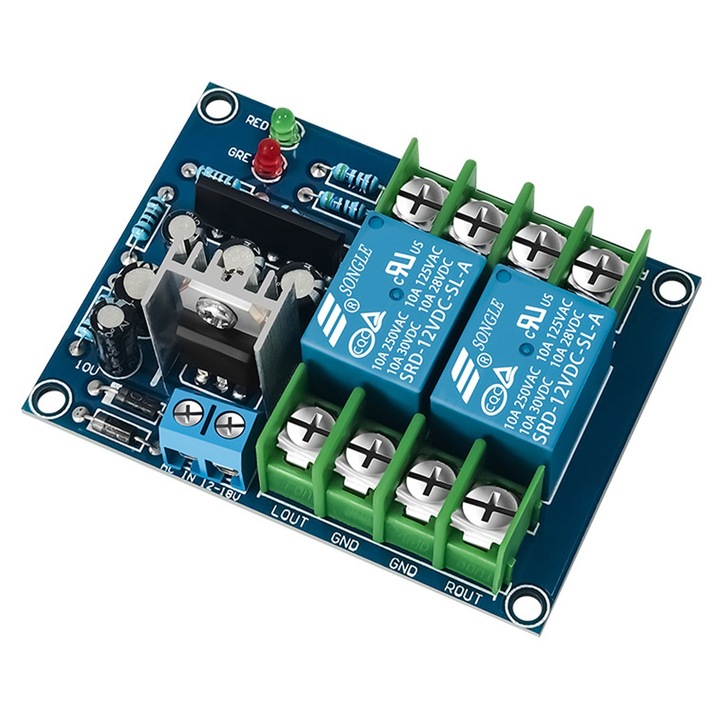 Modul de protecție pentru difuzoare, Elektroweb, 12-18V AC, 2 canale, 68x50mm