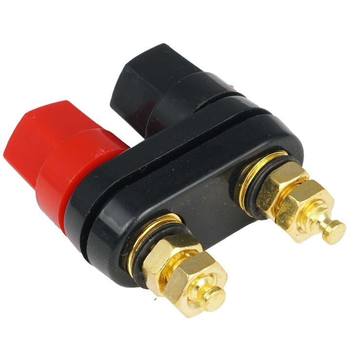 Conector banana dublu placat cu aur, 4mm, pentru difuzoare, Elektroweb