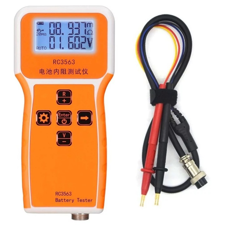 Tester rezistență internă și voltmetru RC3563, Elektroweb, LCD, cabluri de măsurare, 166x80x28mm