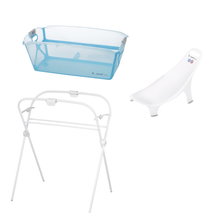 Комплект корито за баня с ултракомпактно сгъване, Jane, Oasis, 68 x 42 x 26 см, Сгъваема стойка, Nemo, Съответства на EN 17072:2018, Tropical