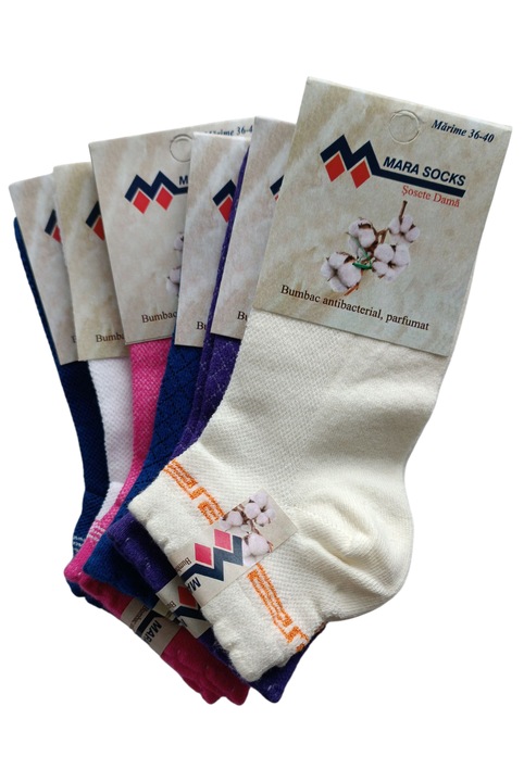 Set 6 perechi sosete scurte, dama, bumbac, multicolor G7, 36-40EU