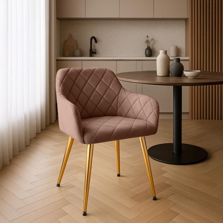 Set de 2 scaune de masa Monett catifea G maro