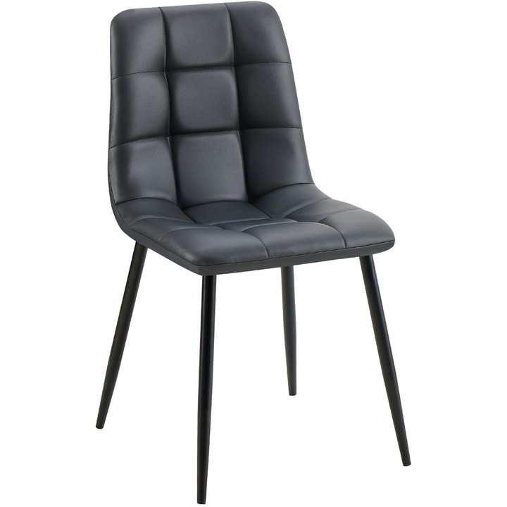 Scaun de sufragerie Antibes, piele ecologica neagra