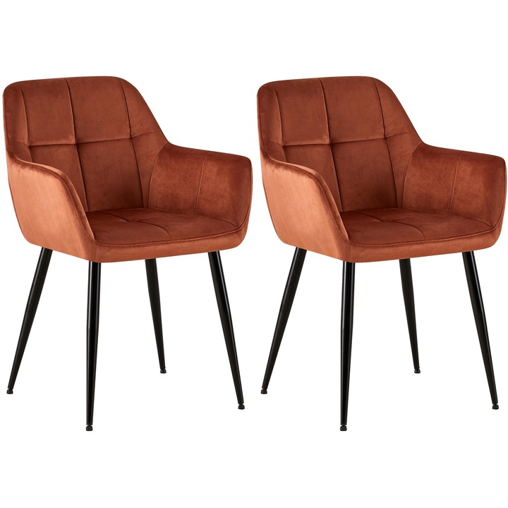 Set de 2 scaune de masa Emia catifea maro