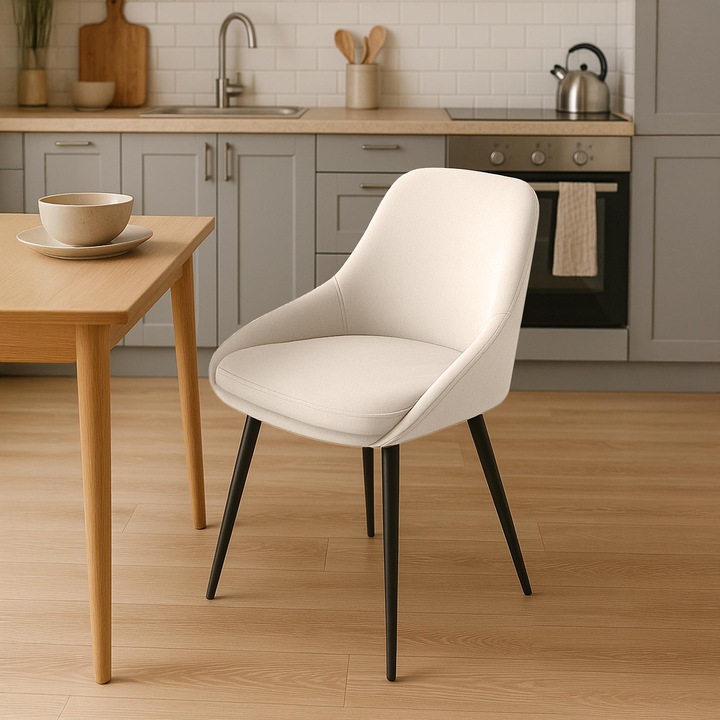 Scaun de sufragerie Elmira catifea negru crem