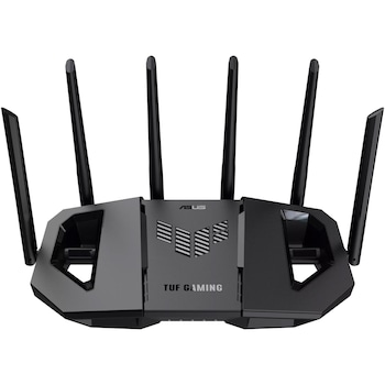 Router Gaming Wireless ASUS TUF Gaming BE9400, BE9400, Tri-Band, Quad-Core 1.5GHz CPU, 256MB/1GB Flash/RAM, 4K-QAM, MLO, 2.5G quad-port, AiProtection, Adaptive QoS, VPN Fusion, Instant Guard, IPTV, OFDMA, MU-MIMO, UTF-8 SSID, Port forwarding, AiMesh