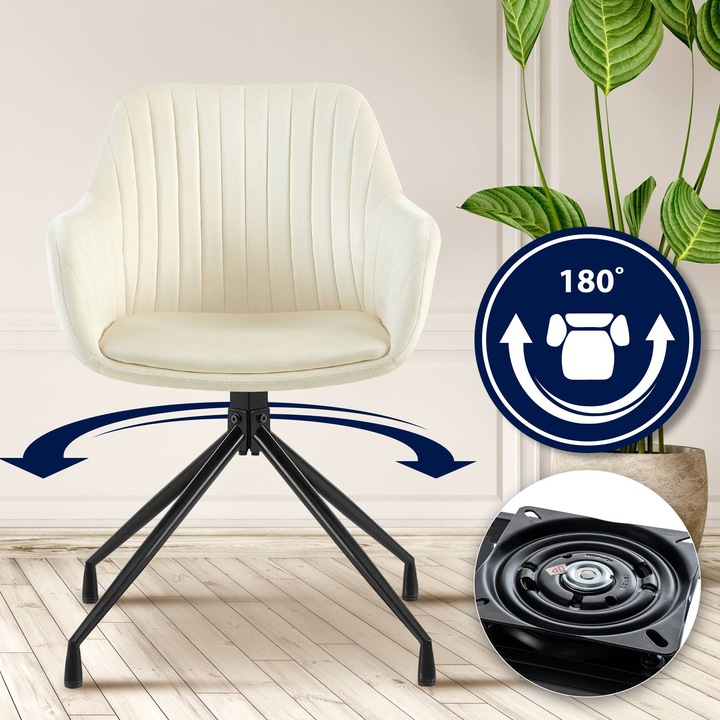 Scaun de masa Welby crem catifea