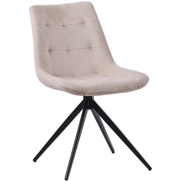 Scaun de sufragerie LMN Merna catifea crem, rotativ 180°, 82x48x56cm