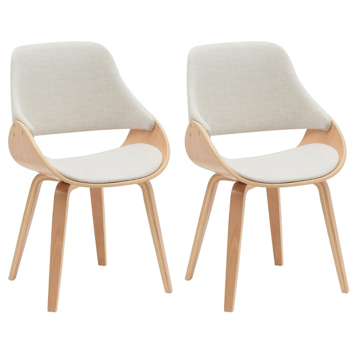 Set de 2 scaune de sufragerie Vangale in culoarea naturala/crem