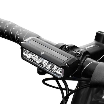 Far bicicleta LED Leccik, lumina puternica 1000 lumeni, 5 moduri de iluminare pentru siguranta, acumulator Li-Ion 2000 mAh, reincarcabil USB, design compact, negru