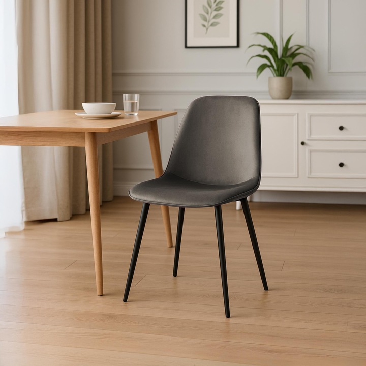 Scaun de masa Maryam catifea antracit