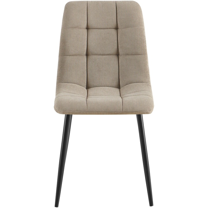 Set de 2 scaune LMN Antibes, catifea reiata taupe, cadru metalic negru, pentru masa