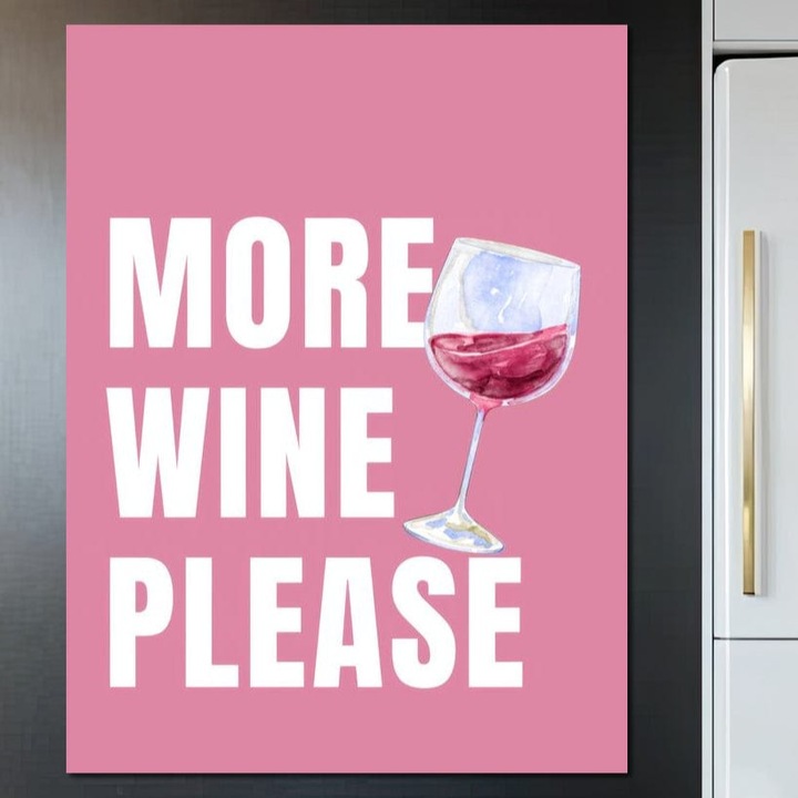 Tablou Canvas Premium, LuxCanva® N1129, Terapie Rose, 100 X 135 CM, Panza Bumbac 100% 400g/m2, Sasiu Lemn, Poster, Text, Mesaj, Cool, Trendy, Haios, Vin, Bautura, Pahar, Roz, Pub, Lounge, Bar, Restaurant, Bucatarie