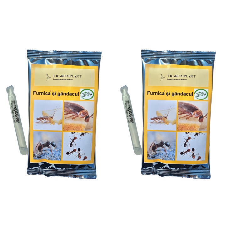 Insecticid anti gandaci Midos Energy Forte 10 ml, 2 fiole + Solutie anti Gandaci si furnici, natural, repelent, organic 100%, Furnica++ si gandacul 102 g, 2 plicuri
