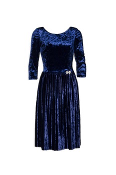 Rochie de ocazie, VESSMARY, catifea cu pliseuri, bleumarin Rochie de ocazie, VESSMARY, catifea cu pliseuri, bleumarin