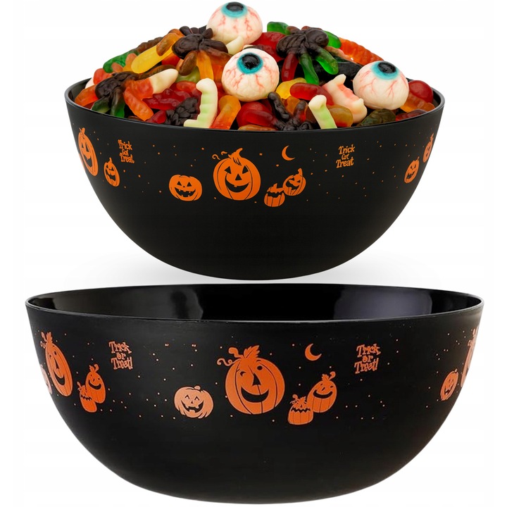 Dekoratív tál Korbi, Halloween tökök, 9.5x24.5cm, fekete