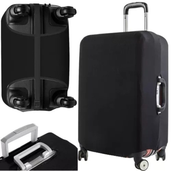 Husa de Valiza Elastica VarioShop®, Marime Medie M, Impermeabila, Rezistenta la Zgarieturi, Usor de Montat, Culoare Neagra