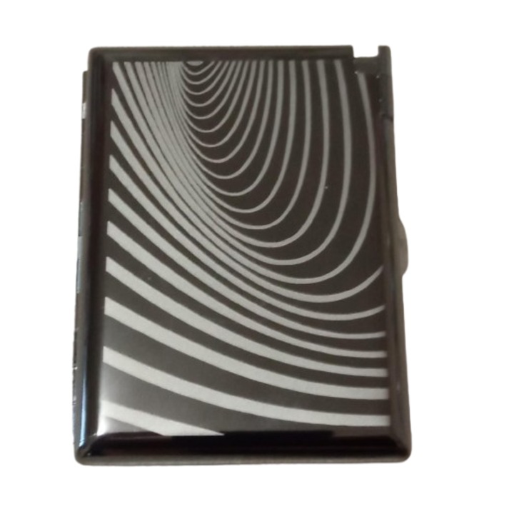 Метална луксозна табакера с запалка, 84мм, елипса