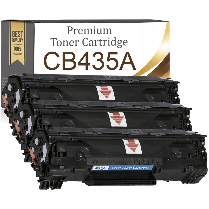 3 db kompatibilis Premium Toner & Ink CB435A (35A) toner készlet, HP LaserJet P1005/P1006/P1007/P1008/P1009 nyomtatókhoz, fekete, ~2.000 oldal/toner, chippel