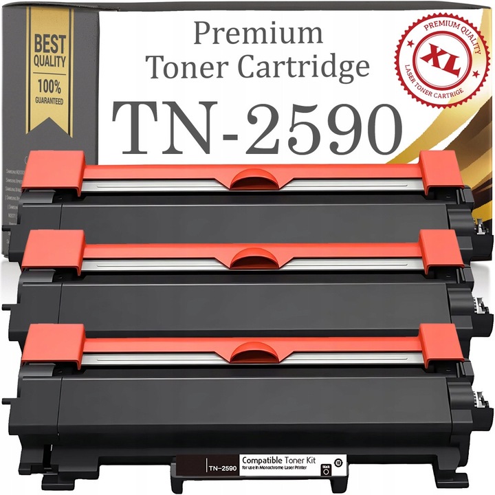 3 db Premium Toner & Ink TN-2590 toner szett Brother kompatibilis, XL kapacitású, fekete, 3 x 3000 oldal (5% fedettség)