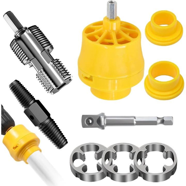 Set instalatii filiere si tarozi pentru tevi PPR/PVC – 1 tol, 3/4, 1/2, portfiliera + extractor capete rupte/blocate 1/2 & 3/4 – Onuvio®